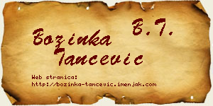 Božinka Tančević vizit kartica